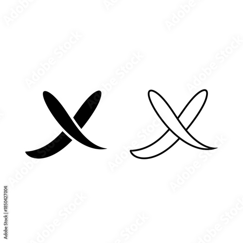 Two Cross Marks One Solid Black One Outline On White Background Keywords: cross, mark, check, x, symbol, sign, incorrect