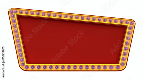 Bright Red Neon Sign with Decorative Lights and Empty Space for Text