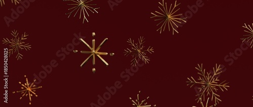 Wallpaper Mural Abstract and elegant Christmas design with golden snowflakes on a maroon background. Festive for holiday themes, Torontodigital.ca