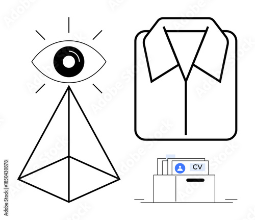 Recruitment concept. Recruitment processes linked with CV filing, career development, and visual identity. Recruitment enhances job matching. For HR systems, career platforms, employment services