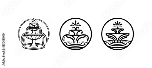 Black and White Fountain Decorative Water Feature Logo