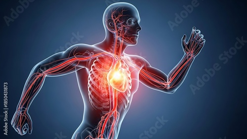 Human cardiovascular system in motion