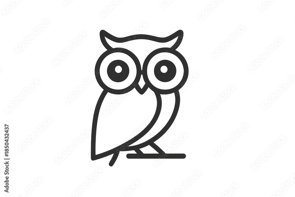 Fototapeta premium Owl outline icon representing wisdom and knowledge, a simple nocturnal bird vector graphic