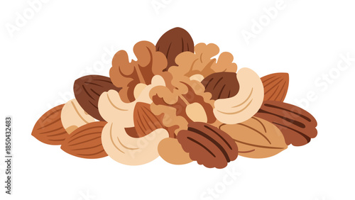 A delightful and nutritious pile of wholesome nuts featuring almonds walnuts cashews and pecans a perfect natural snack for energy and flavor in
