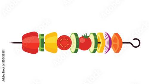 Colorful fresh vegetable skewer for healthy grilling and nutritious meal preparation. A vibrant food illustration.