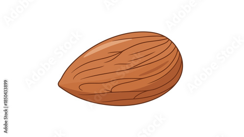 A finely detailed vector illustration of a single, whole almond, showcasing its unique texture and inviting brown color, ready for health,