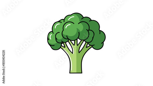 Vibrant green broccoli floret icon illustration perfect for healthy eating concepts and fresh vegetable designs
