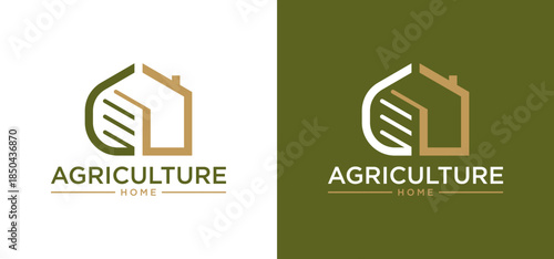 Combination agriculture home logo for sustainable farming practices. Suitable for agriculture businesses, ecofriendly brands, and sustainability organizations.
