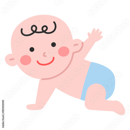 인사하며 기어가는 아기