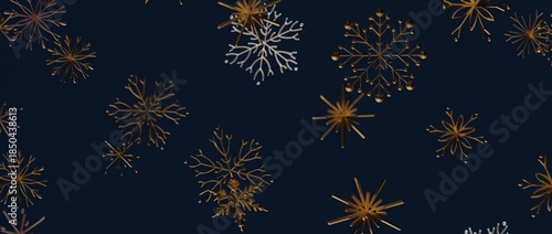Wallpaper Mural Stunning golden snowflakes on dark blue background, perfect for winter holiday designs, Christmas and New Year themes, e Torontodigital.ca