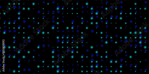 Glowing blue dotted wallpaper. Abstract curved dot grid texture. Circle halftone pattern background. Black background for technology, business, news, healthcare, and medical designs.