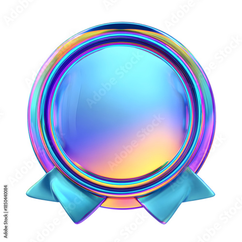 Colorful Abstract Badge with Ribbon Design for Awards and Recognition