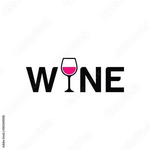 Modern wine logo with elegant glass and red wine