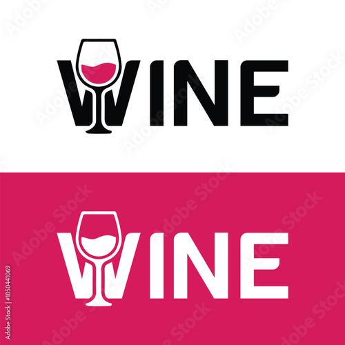 Wine logo with glass and letter V, modern design