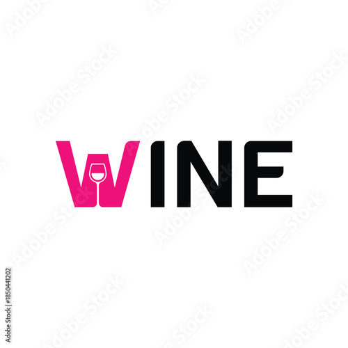 Modern wine logo with pink and black design elements
