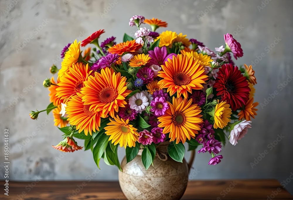 custom made wallpaper toronto digitalVibrant bouquet of assorted flowers in a rustic vase, peony, blossom