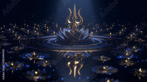 Golden Trishula on Blue Lotus Mahashivratri Celebration Divine Light