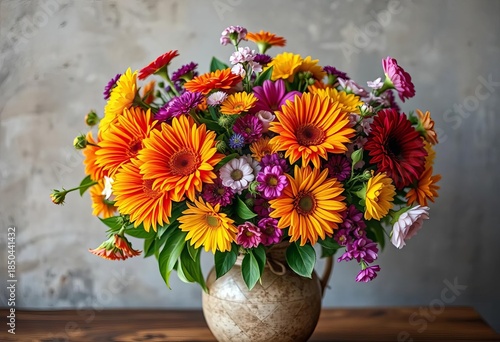 Wallpaper Mural Vibrant bouquet of assorted flowers in a rustic vase, peony, blossom Torontodigital.ca