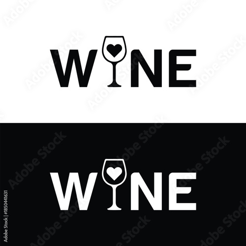 Elegant wine logo with heart symbol for branding and advertising