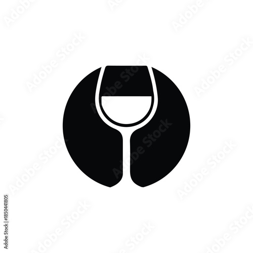 Simple wine glass icon in modern black design