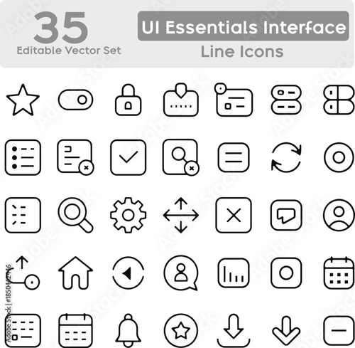 UI Essentials Line Icons Set