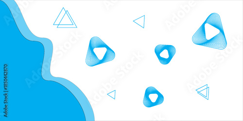 Abstract flat geometric shape background design. Simple blue backdrop vector illustration for wallpaper, banner, cover, decoration, flyer, web