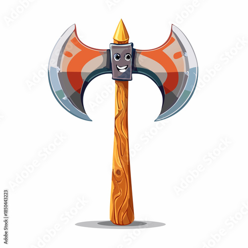 Funny double axe with face with transparent background