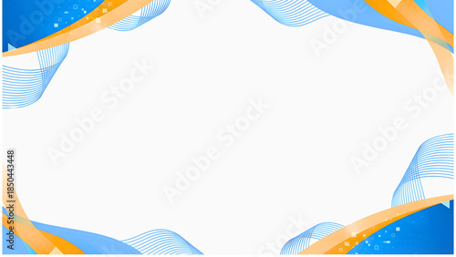 Elegant abstract certificate background featuring smooth blue and orange wave elements with a clean white center, suitable for awards, diplomas, and official documents.