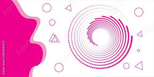 Abstract modern gradient horizontal template background. Trendy bright circle lines creative design. Minimal style graphic elements. Suit for poster, cover, banner, flyer, brochure, presentation