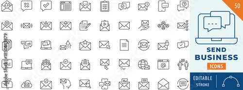 Send Business icon collection set. Editable stroke.