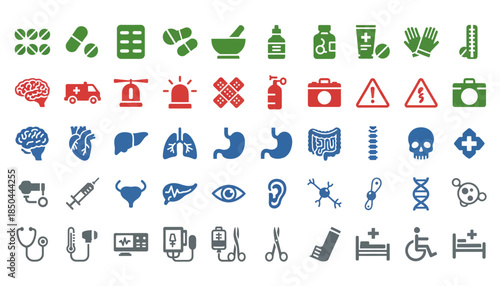 Vector icons Collection of Medical and Healthcare Icons Representing Health and Science 1. EPS Editable