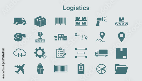 Vector icons Logistics Icons Set for Supply Chain Management and Delivery Services. EPS Editable