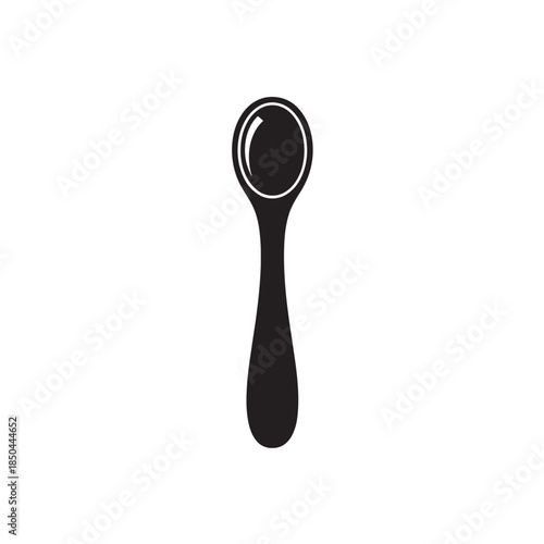 Schilderij op canvas Black Spoon Isolated on White Background