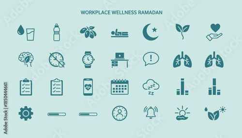 Vector icons Workplace Wellness Ramadan Icons Collection. EPS Editable