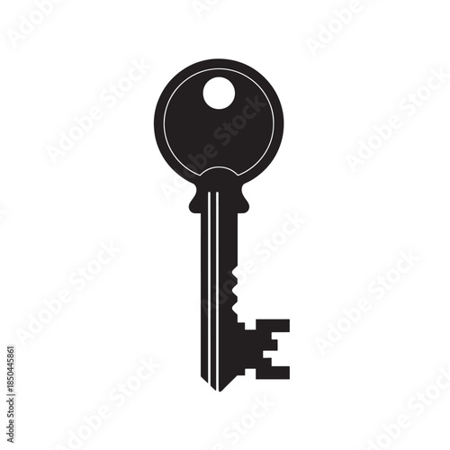 Key Icon Black Silhouette Isolated on White Background