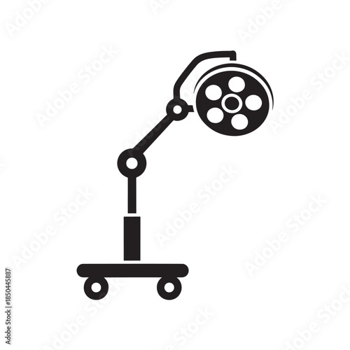 Surgical Light Icon on Wheels for Operating Room Isolated on White