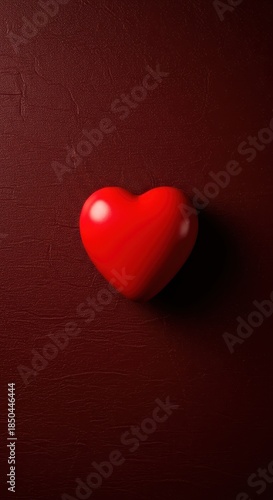 Wallpaper Mural A single bright red heart shape placed centrally and isolated on a textured, deep brown surface, symbolizing deep affection and passion ,vintage ,design ,affection symbol Torontodigital.ca