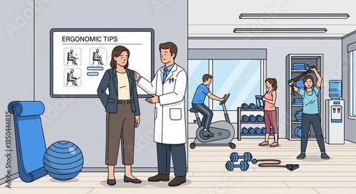 Doctor and Woman Discussing Exercise Routine.