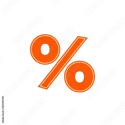 Orange percent symbol isolated on transparent background isolated on transparent background