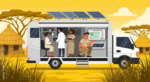 Mobile Clinic Vehicle with Solar Panels.