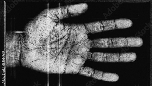 Cuadro en lienzo Grunge texture of a scanned human palm with photocopy effect and scratches