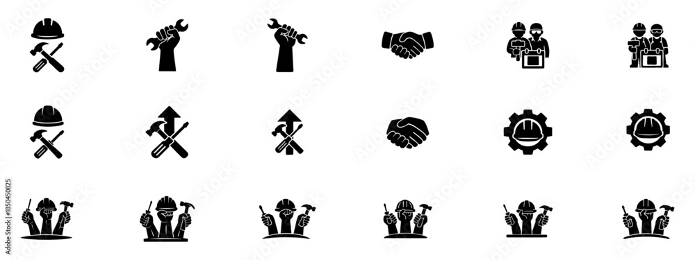 Fototapeta premium Labor and Construction Industry Icons Collection