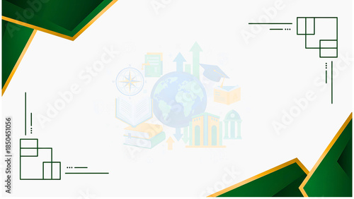 Formal green certificate background featuring subtle institutional icons, perfect for government, education, and official recognition.