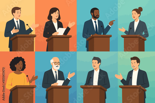 Diverse Speakers Engaging in Public Debate and Discussion.