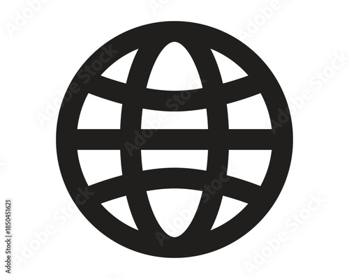 Global Connectivity Icon with Grid Globe Symbol for Web and International Access Themes – High Quality Vectorial Stock Image