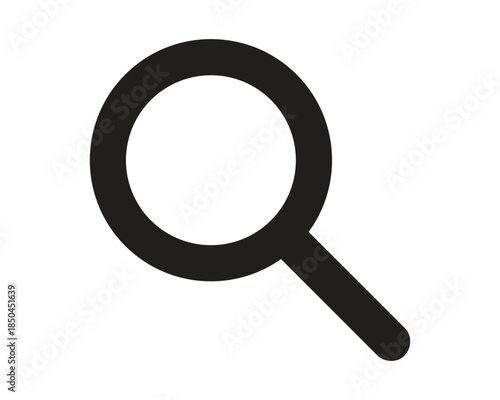 Black Magnifying Glass Icon for Search and Zoom Functions in Digital Interfaces – High Quality Vectorial Stock Image