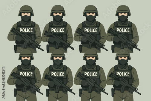 Elite Police Tactical Unit Officers Ready for Action.