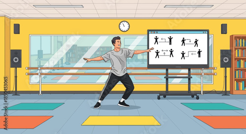 Man Dancing in a Dance Studio.