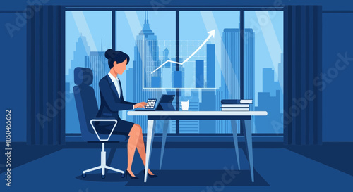 Woman Working on Computer at Desk 1.