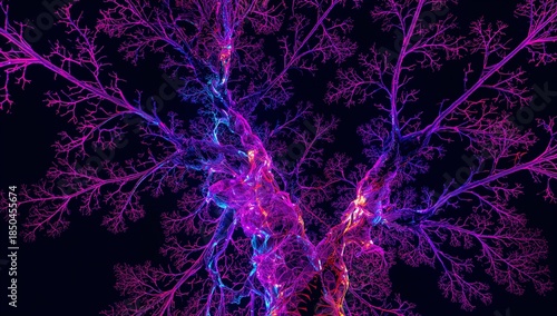 Abstract Colorful Neural Network Design with Bright Organics Shapes